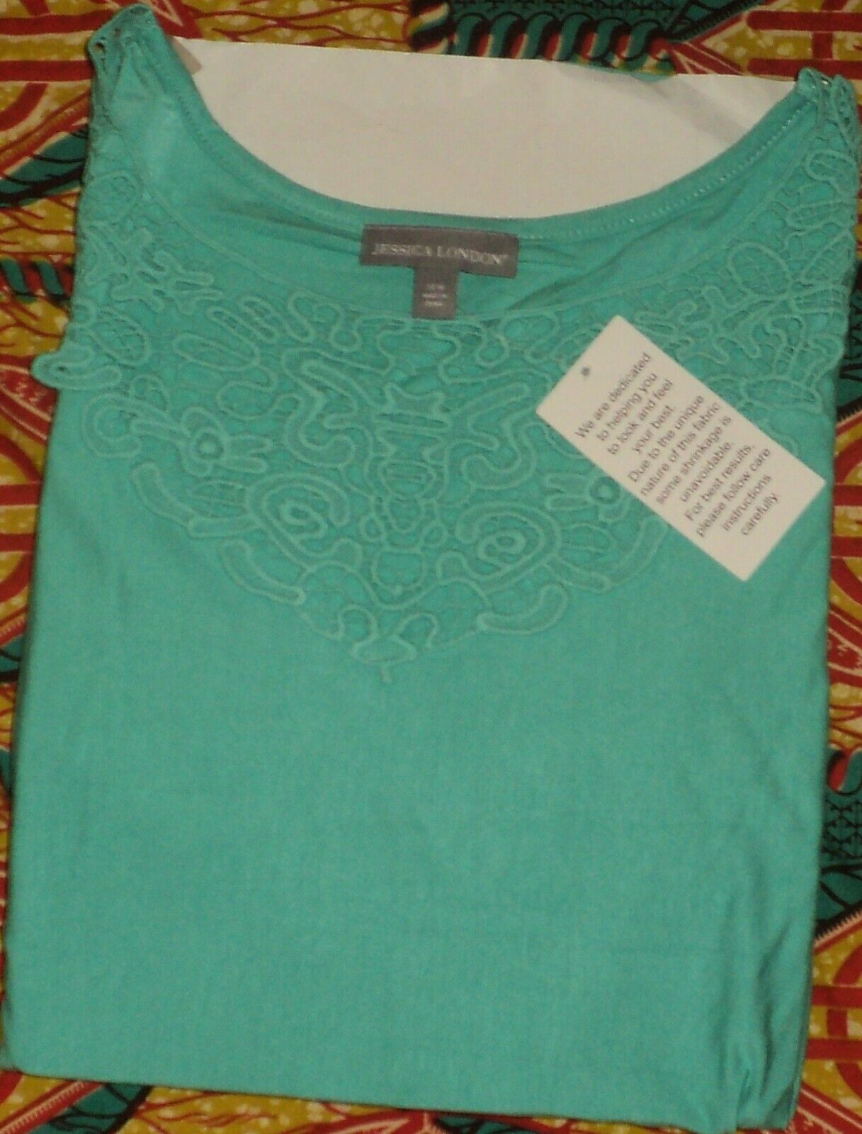 Jessica London Plus Size Petite Pretty Jade Crochet Applique Maxi Dress Sz 20W