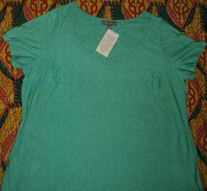 Jessica London Plus Size Petite Pretty Jade Crochet Applique Maxi Dress Sz 20W