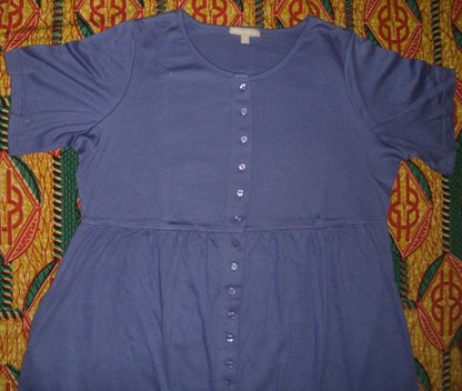 Woman Within Plus Size Tulip Purple Button Front Empire Waist Dress Size 1X