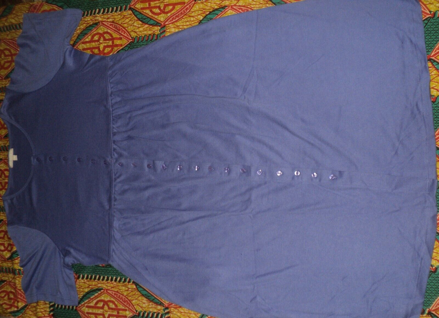 Woman Within Plus Size Tulip Purple Button Front Empire Waist Dress Size 1X