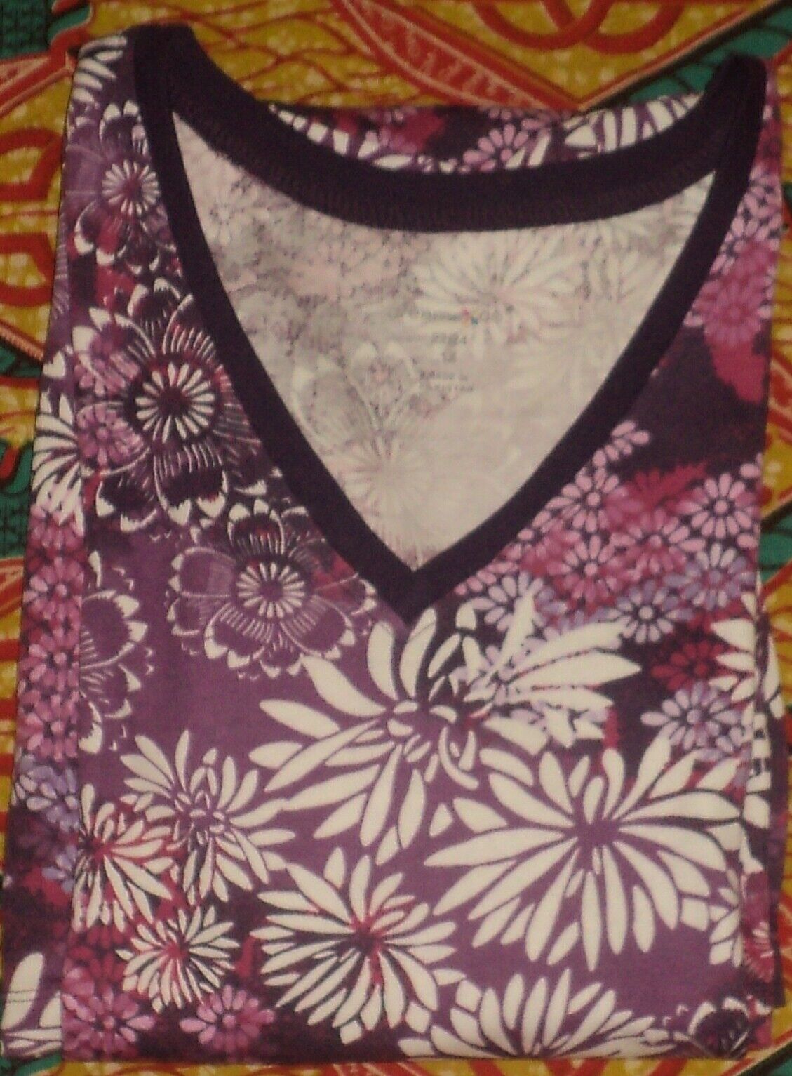 Dreams & Co. Plus Size Rich Violet Blooming Short T-Shirt Lounger Size 1X(22/24)