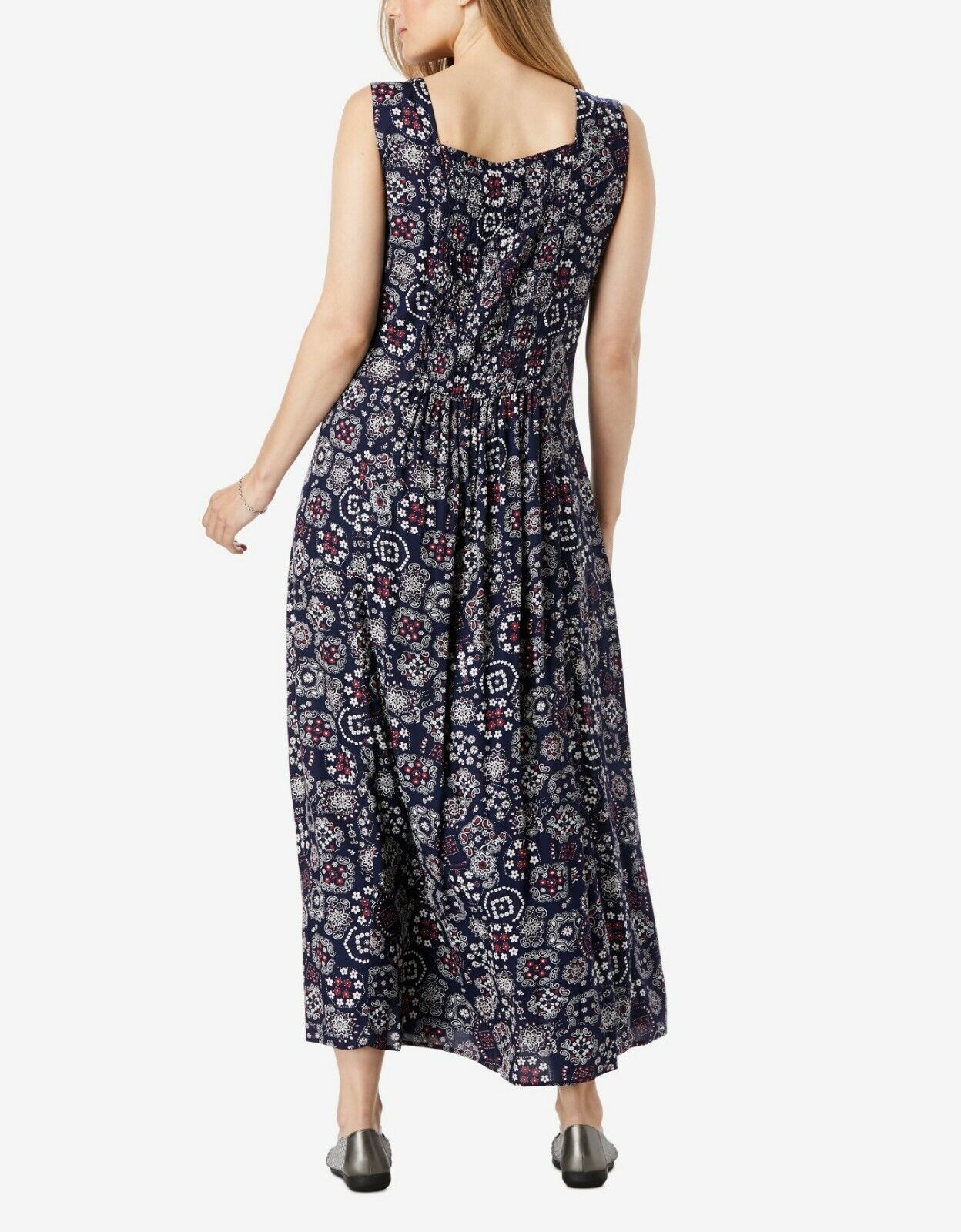 Woman Within Plus Size Caribbean Blue Scoopneck Button-Front Maxi Dress Size 28W