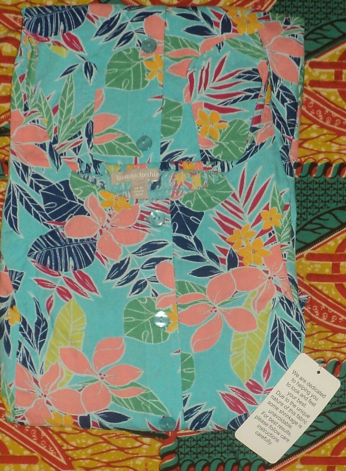 Woman Within Plus Size Caribbean Blue Scoopneck Button-Front Maxi Dress Size 28W