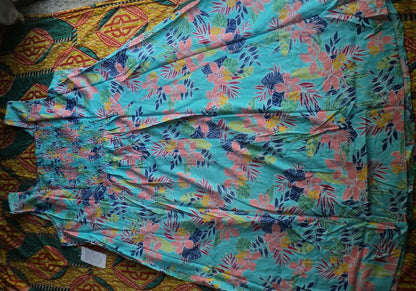 Woman Within Plus Size Caribbean Blue Scoopneck Button-Front Maxi Dress Size 28W