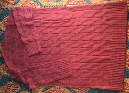 Jessica London Plus Size Pepper Red Cable Duster Sweater Cardigan Size 14/16