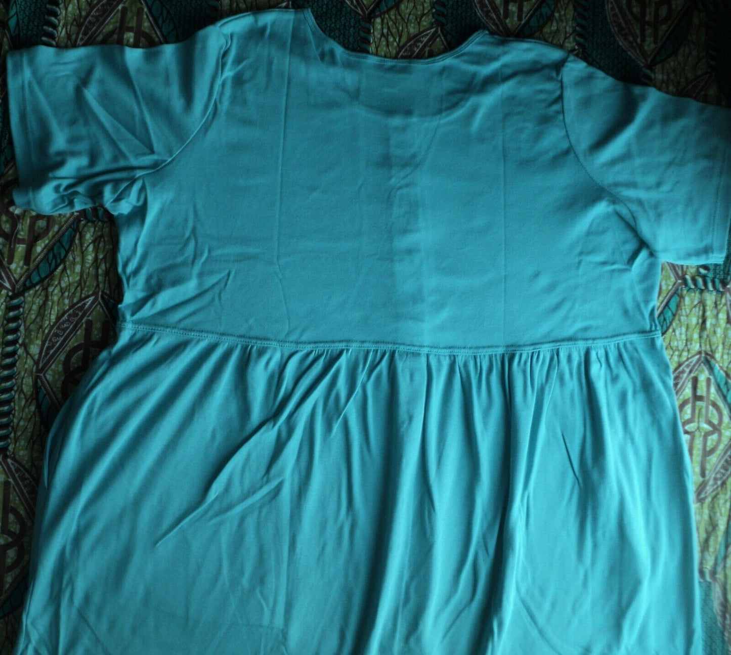 Woman Within Petite Plus Size Soft Aqua Button Front Empire Waist Dress Size 5X