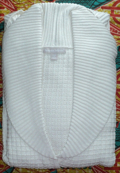 Woman Within Plus Size  Ivory Shawl Collar Long Sleeve Cardigan Size 1X(22/24)