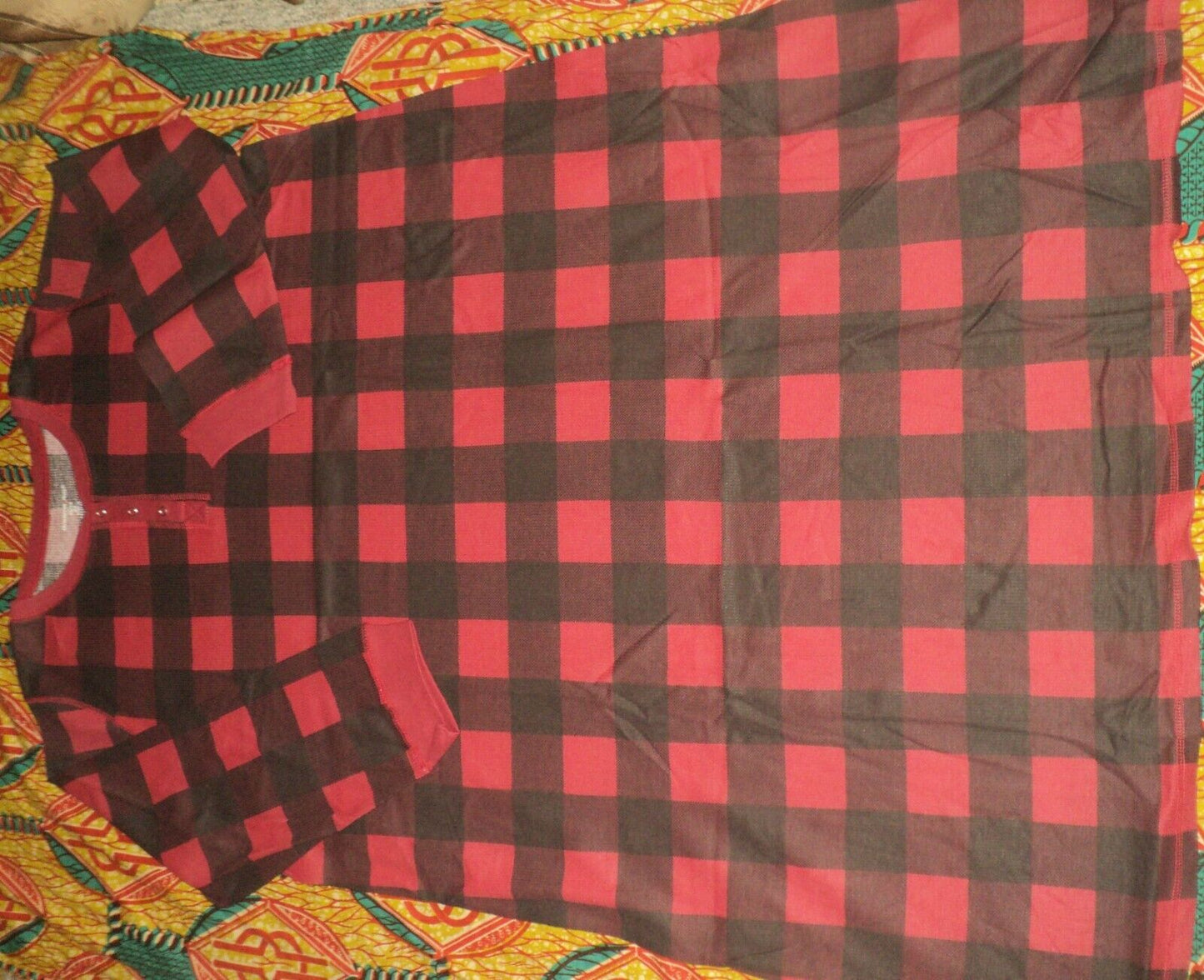 Dreams & Co. Plus  Size Classic Red Thermal Henley Sleepshirt Size 1X(22/24)