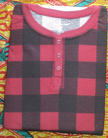 Dreams & Co. Plus  Size Classic Red Thermal Henley Sleepshirt Size 1X(22/24)