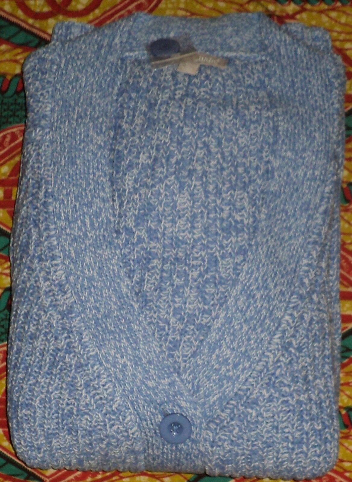 Woman Within Plus Size French Blue White Shaker Knit Cardigan Size 2X(26/28)