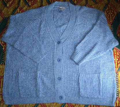 Woman Within Plus Size French Blue White Shaker Knit Cardigan Size 2X(26/28)