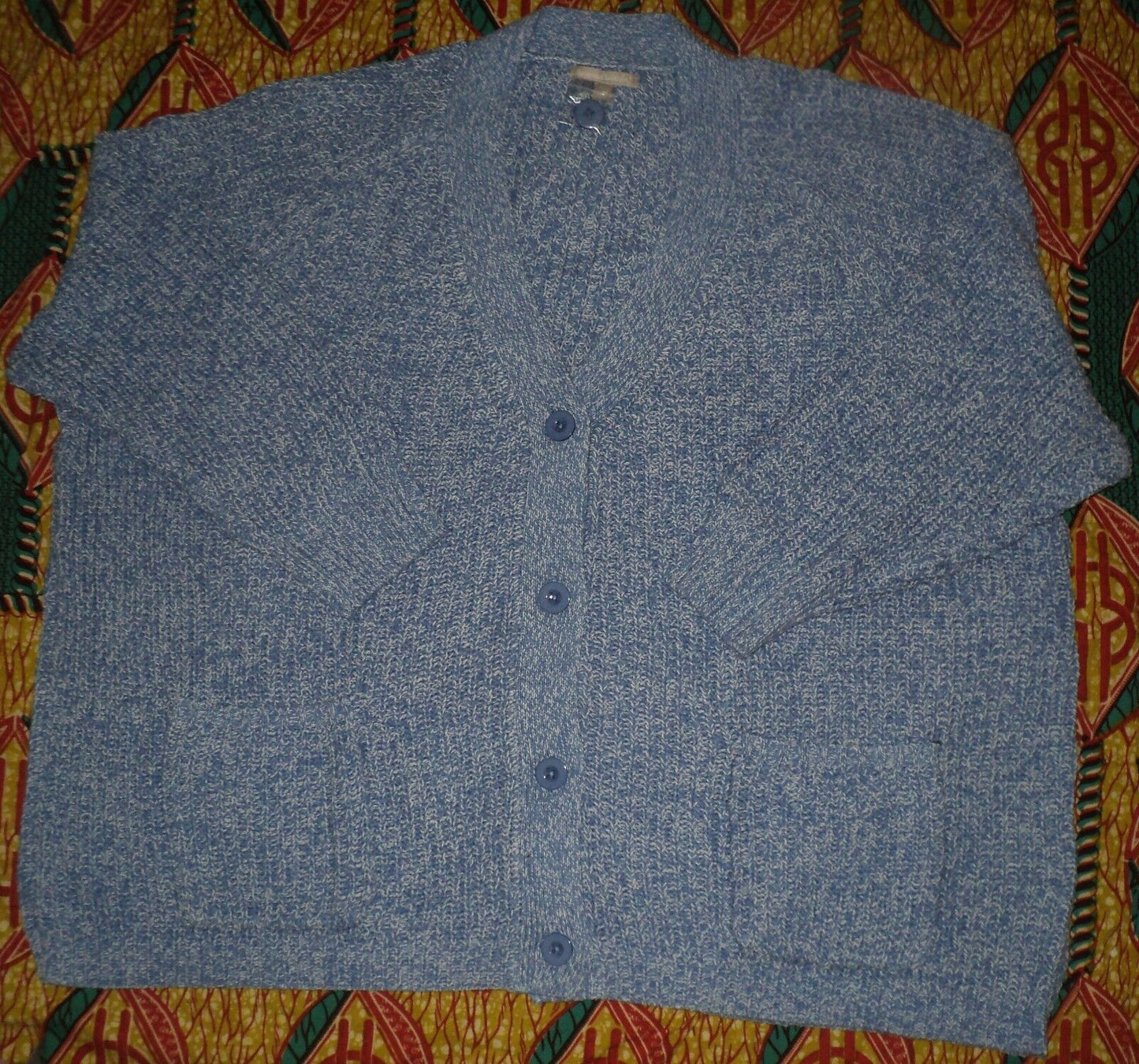 Woman Within Plus Size French Blue White Shaker Knit Cardigan Size 2X(26/28)