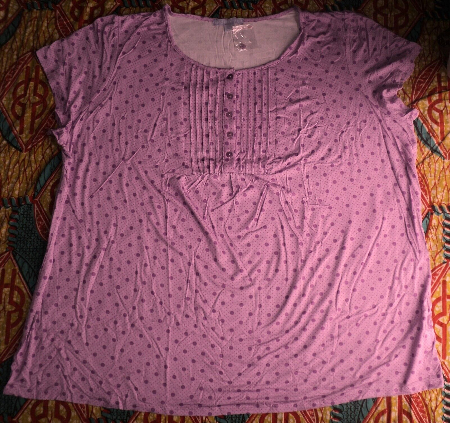 Only Necessities Plus Size Light Orchid Dot Pintucked Pajama Set Size 3X(30/32)