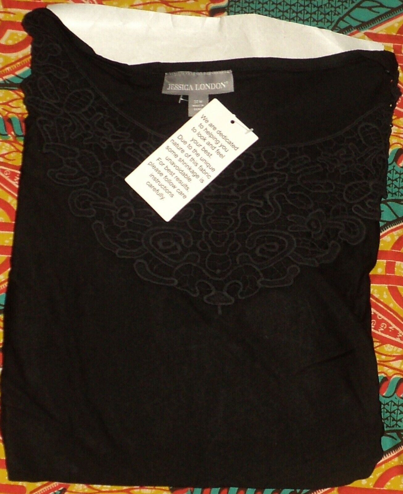 Jessica London Plus Size Petite Black Crochet Applique Maxi Dress Size 20W