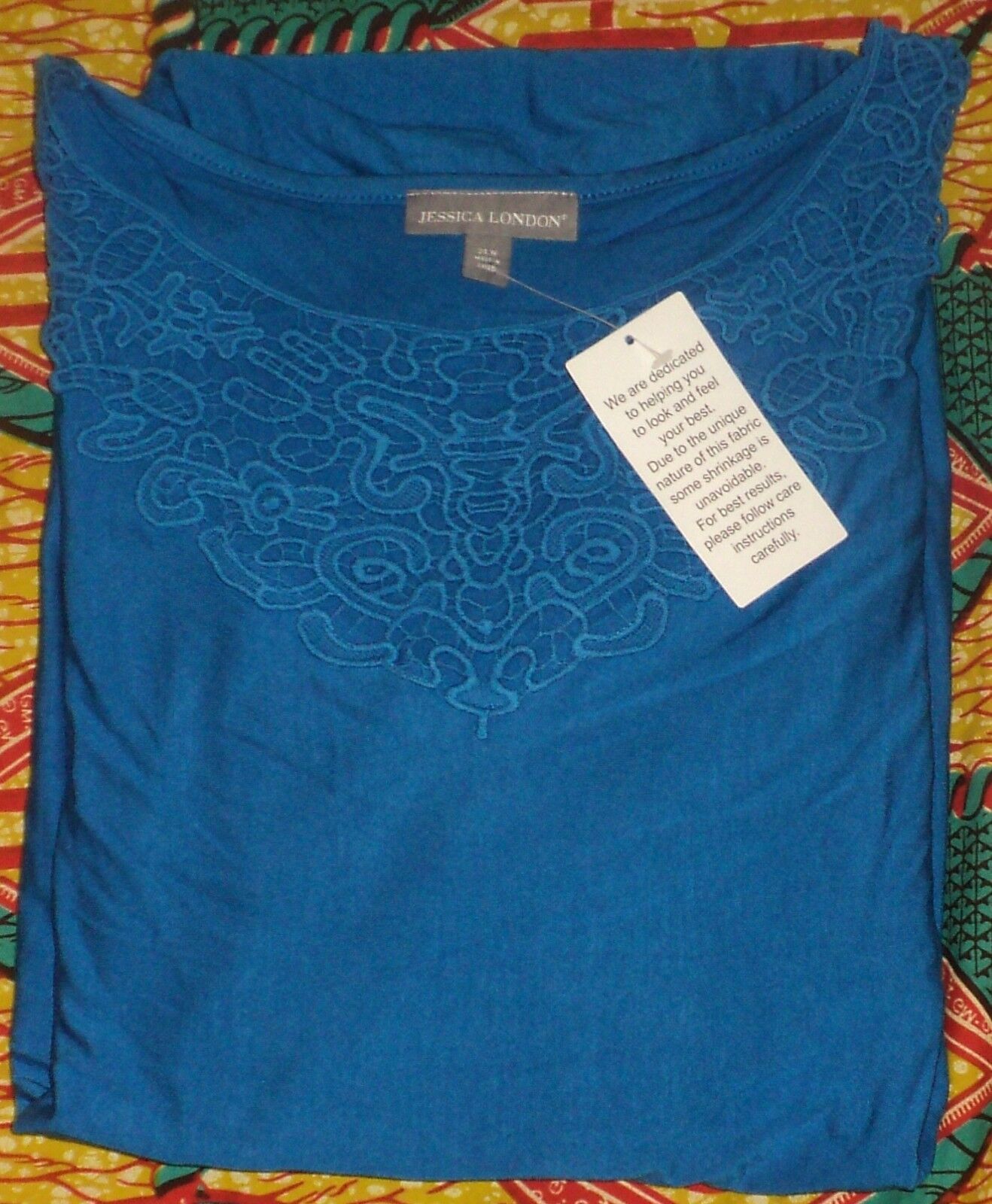 Jessica London Plus Size Petite Bright Cobalt Crochet Applique Maxi Dress 20W