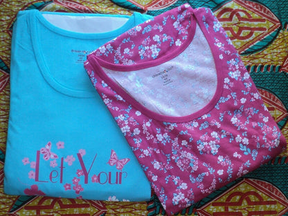 Dreams & Co Plus Size Bright Aqua Blossom 2Pack Sleeveless Sleepshirts Size 3X