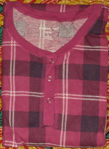 Dreams & Co. Plus Size Raspberry Violet Thermal Henley Sleepshirt Size 1X(22/24)