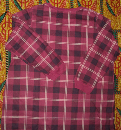 Dreams & Co. Plus Size Raspberry Violet Thermal Henley Sleepshirt Size 1X(22/24)