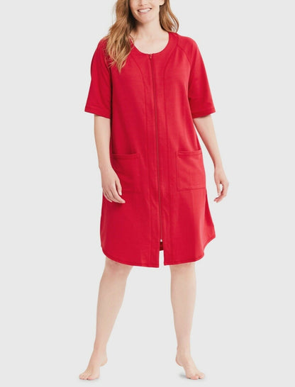 Dreams & Co. Plus Size Classic Red Short Sleeves Short Robe Size 1X(22/24)