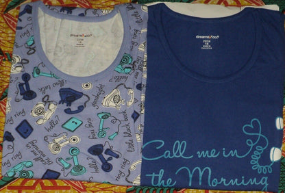 Dreams & Co Plus Size True Blue Call Me 2Pack Sleeveless Sleepshirts Size 2X
