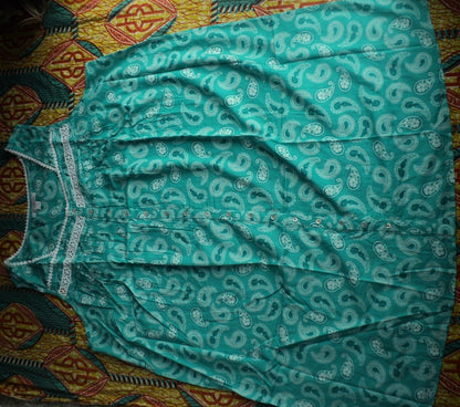 Dreams & Co Plus Size Aquamarine Paisley Short Sleeveless Floral Nightgown Sz 2X