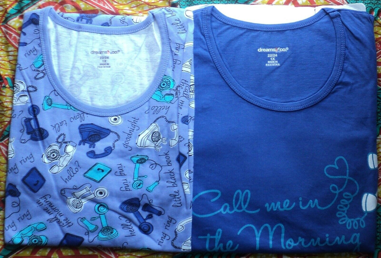 Dreams & Co Plus Size True Blue Call Me 2Pack Sleeveless Sleepshirts Size 4X