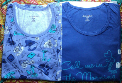 Dreams & Co Plus Size True Blue Call Me 2Pack Sleeveless Sleepshirts Size 4X