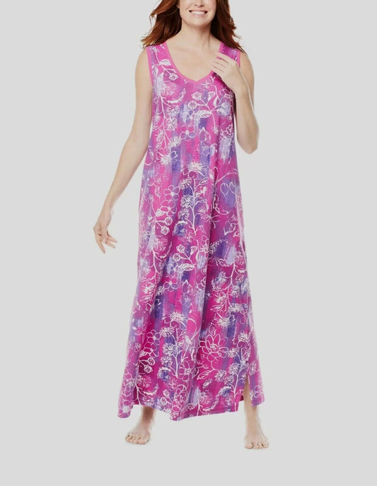 Dreams & Co. Plus Size Paradise Pink Sketch Sleeveless Trapeze Lounger Size 3X