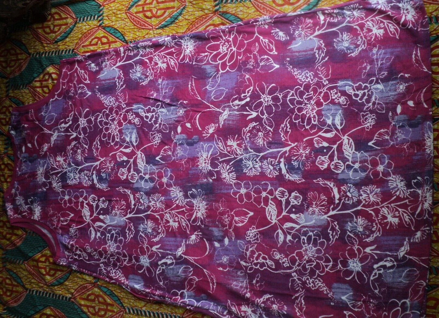 Dreams & Co. Plus Size Paradise Pink Sketch Sleeveless Trapeze Lounger Size 3X