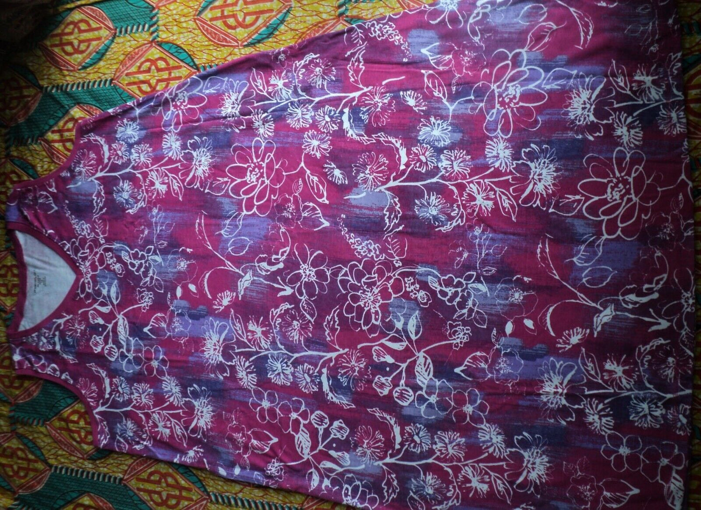 Dreams & Co. Plus Size Paradise Pink Sketch Sleeveless Trapeze Lounger Size 3X