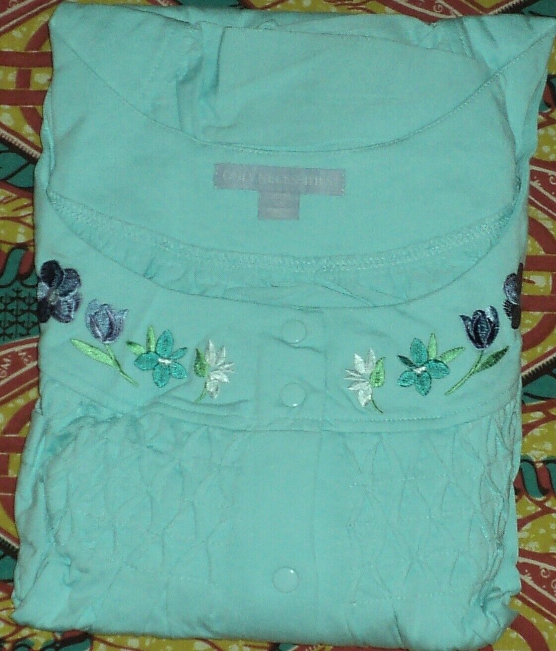 Only Necessities Plus Size Pale Ocean Short Sleeve Smocked Lounger Size 1X-22/24