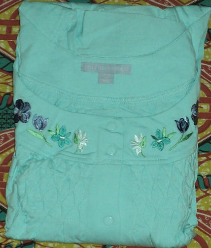 Only Necessities Plus Size Pale Ocean Short Sleeve Smocked Lounger Size 1X-22/24