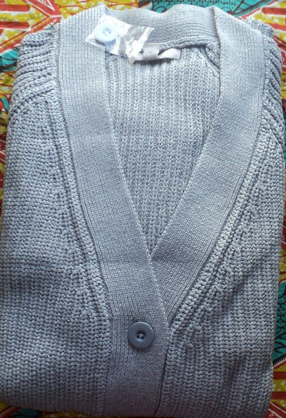 Woman Within Plus Size Heather Grey Long Sleeve Shaker Knit Cardigan Sz 2X-26/28