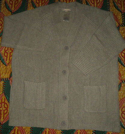 Woman Within Plus Size Heather Grey Long Sleeve Shaker Knit Cardigan Sz 1X-22/24
