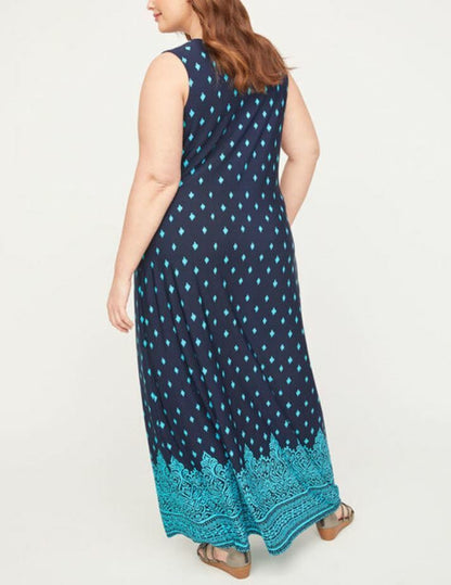 Catherines Plus Size Cool Ethnic Print Terrace Ridge Maxi Dress Size 2X(22/24W)