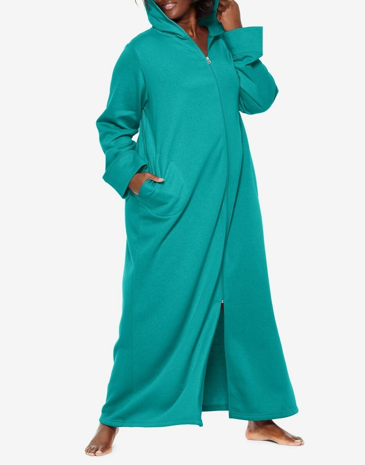 Dreams & Co. Plus Size Waterfall Long Fleece Hoodie Robe Size 2X(26/28)