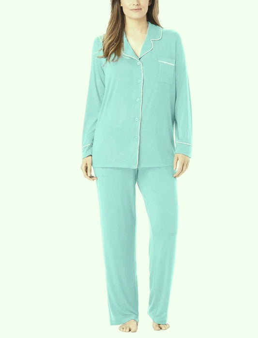 Dreams & Co. Plus Size Pale Ocean 2-Piece Classic Pajama Set Size 2X(26/28)