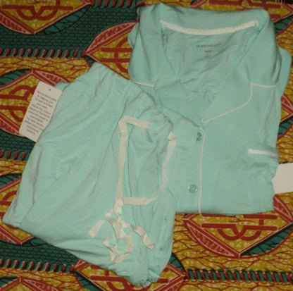 Dreams & Co. Plus Size Pale Ocean 2-Piece Classic Pajama Set Size 2X(26/28)