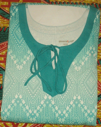 Dreams & Co. Plus Size Paradise Turquoise A-line Banded-cuff Lounger Size 5X