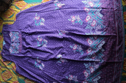 Only Necessities Plus Size Plum Burst Sleeveless Bib Long Lounger Size 4X(34/36)