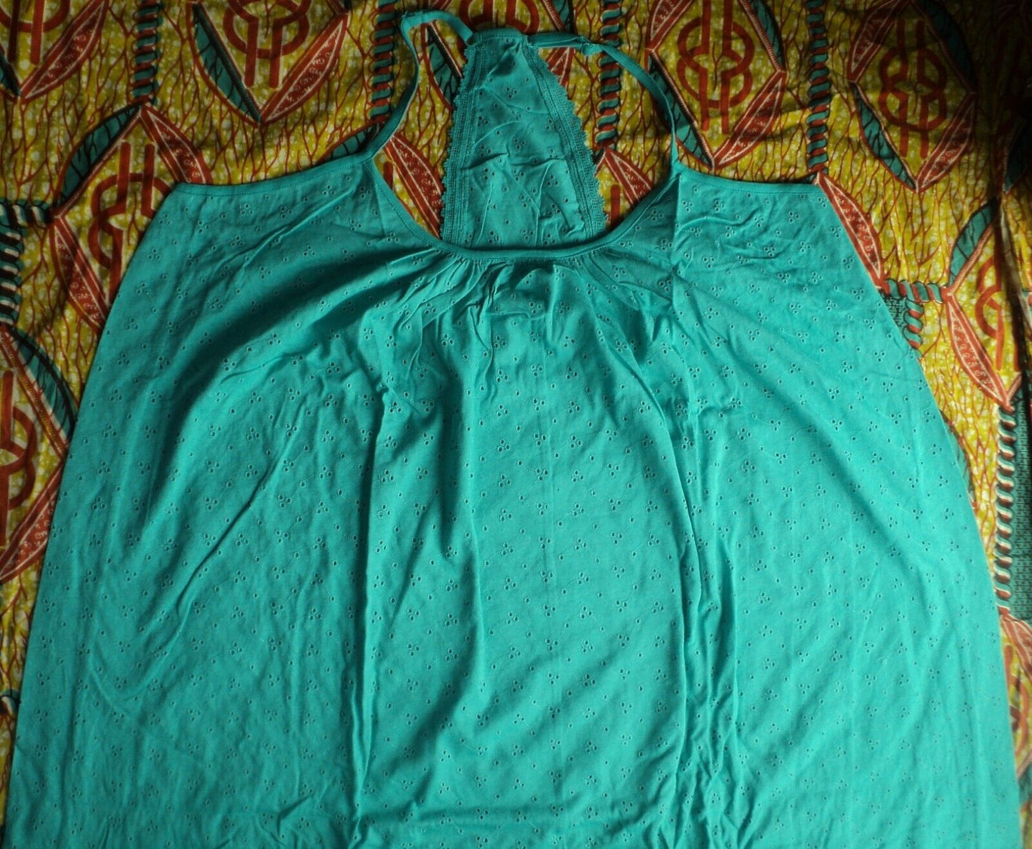 Dreams & Co. Plus Size Aquamarine Eyelet Long Nightgown Size 3X(30/32)