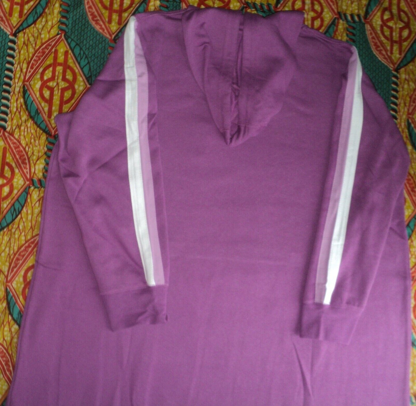 Dreams & Co Plus Size Radiant Orchid Stripe Long Hooded Sweatshirt Lounger Sz 4X