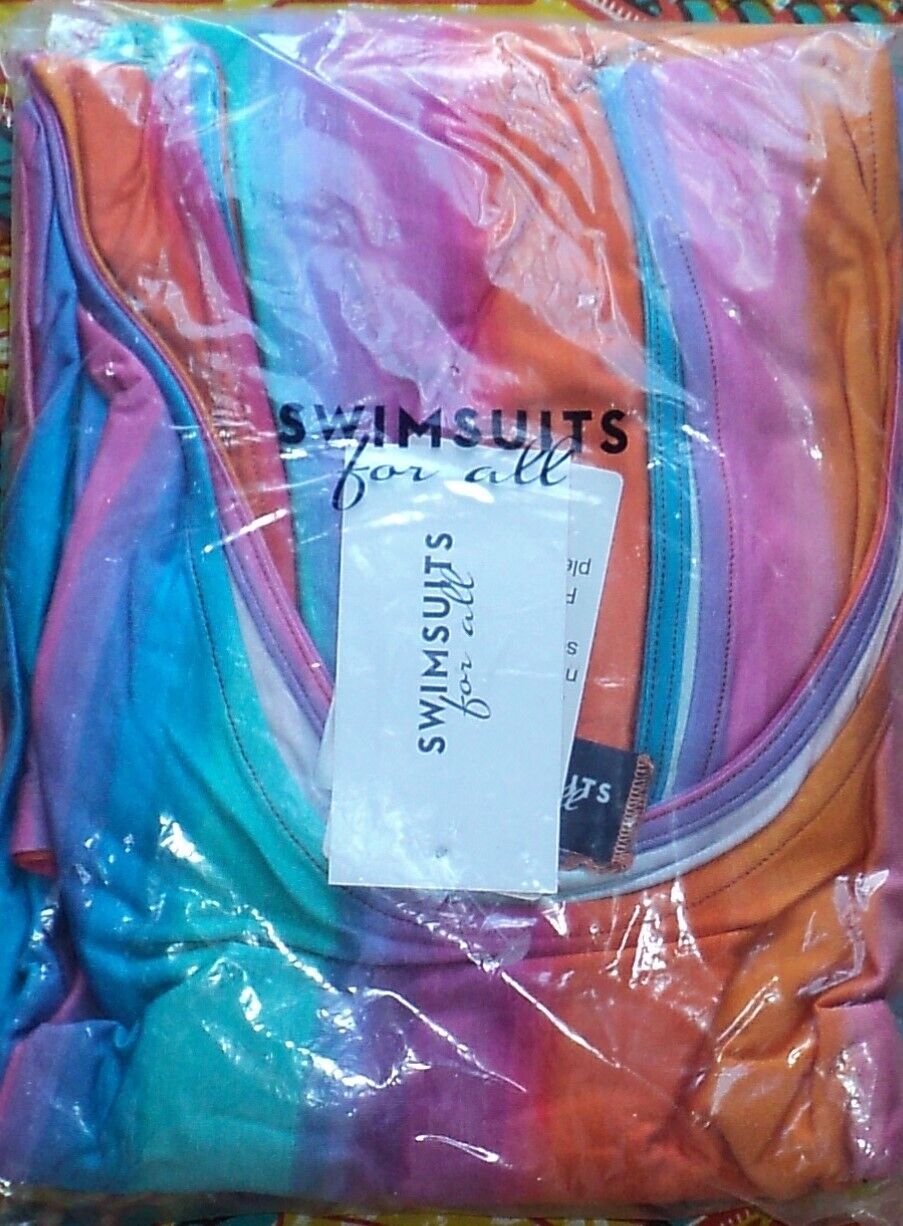 Swimsuits For All Plus Size Ombre Rainbow Stripe Long Maxi Cover Up Size 22/24