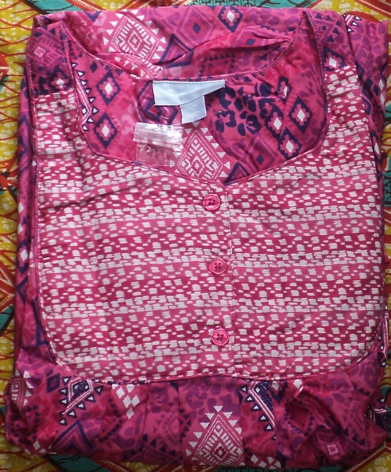 Only Necessities Plus Size Peony Petal Geo Mixed Print Long Lounger Size 6X