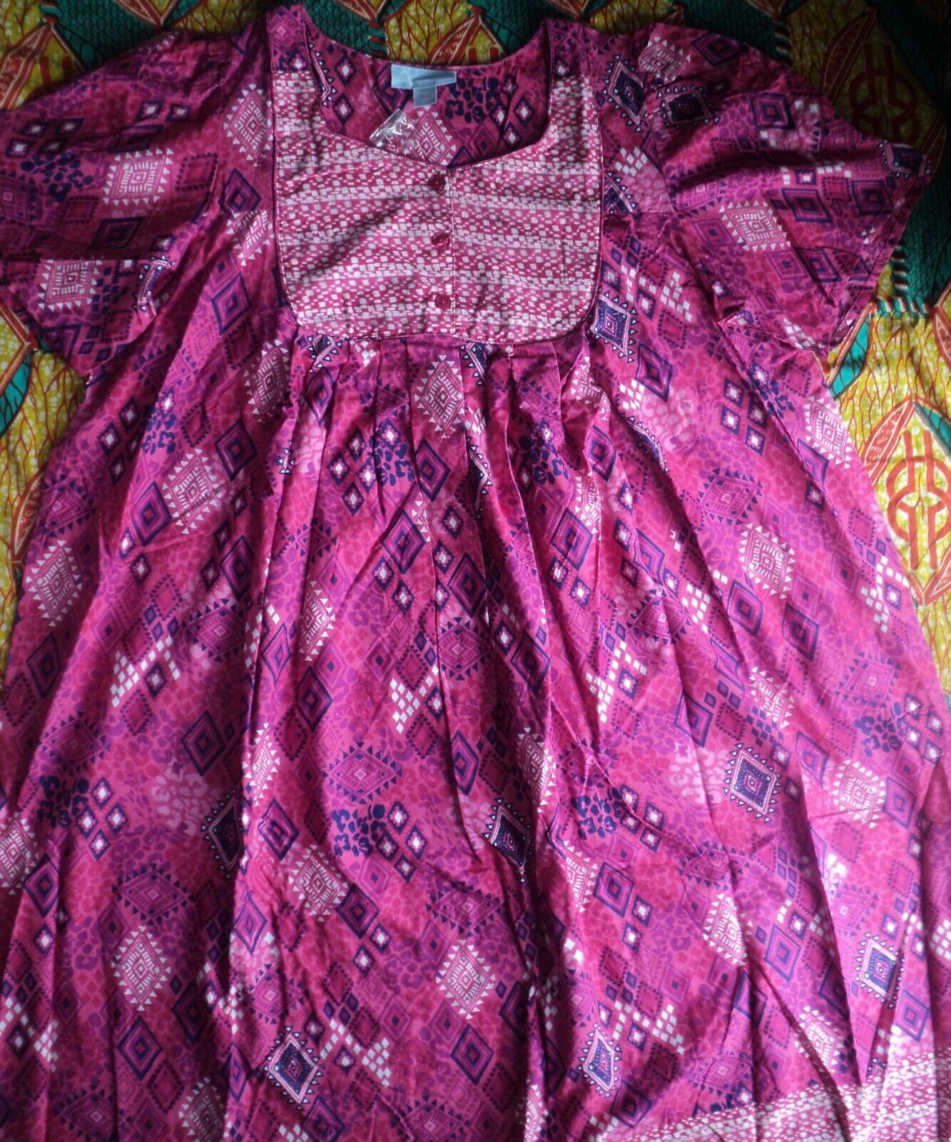 Only Necessities Plus Size Peony Petal Geo Mixed Print Long Lounger Size 6X