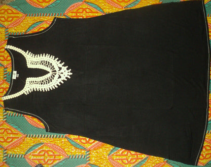 Avenue Plus Size Black Embroidered Split V-Neck Tank Dress Size 22/24