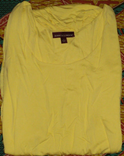 Jessica London Plus Size Bright Lemon Sleeveless Ruched Short Tank Dress Size 22