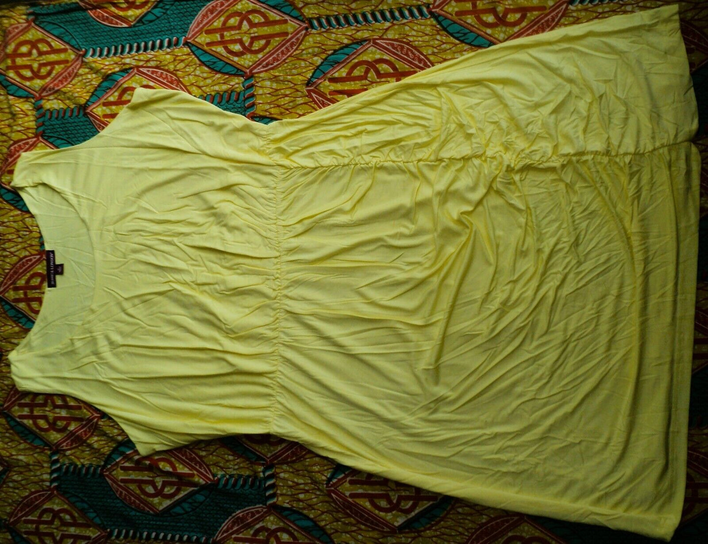 Jessica London Plus Size Bright Lemon Sleeveless Ruched Short Tank Dress Size 22