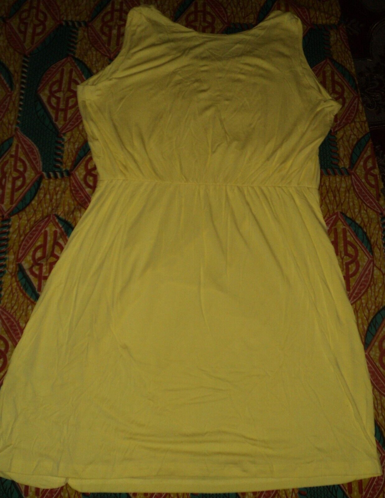 Jessica London Plus Size Bright Lemon Sleeveless Ruched Short Tank Dress Size 24