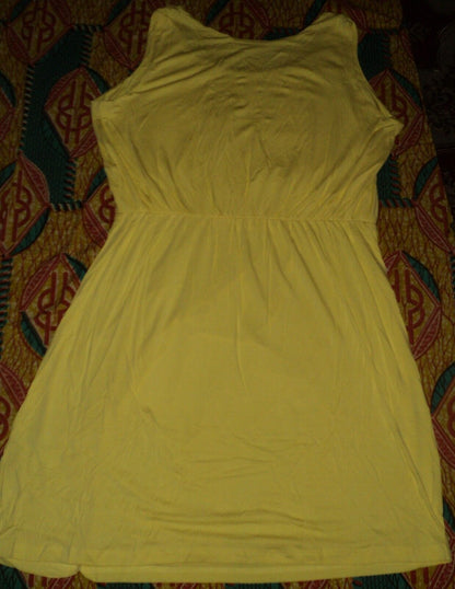 Jessica London Plus Size Bright Lemon Sleeveless Ruched Short Tank Dress Size 24